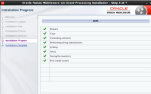 Oracle Event Processing Installation progress